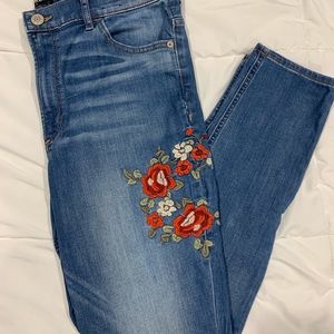 Express High Rise Floral Jeans